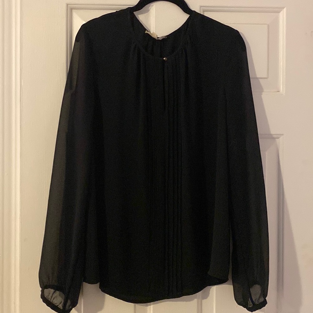 Banana Republic Womens Flowy sheer pleated front blouse